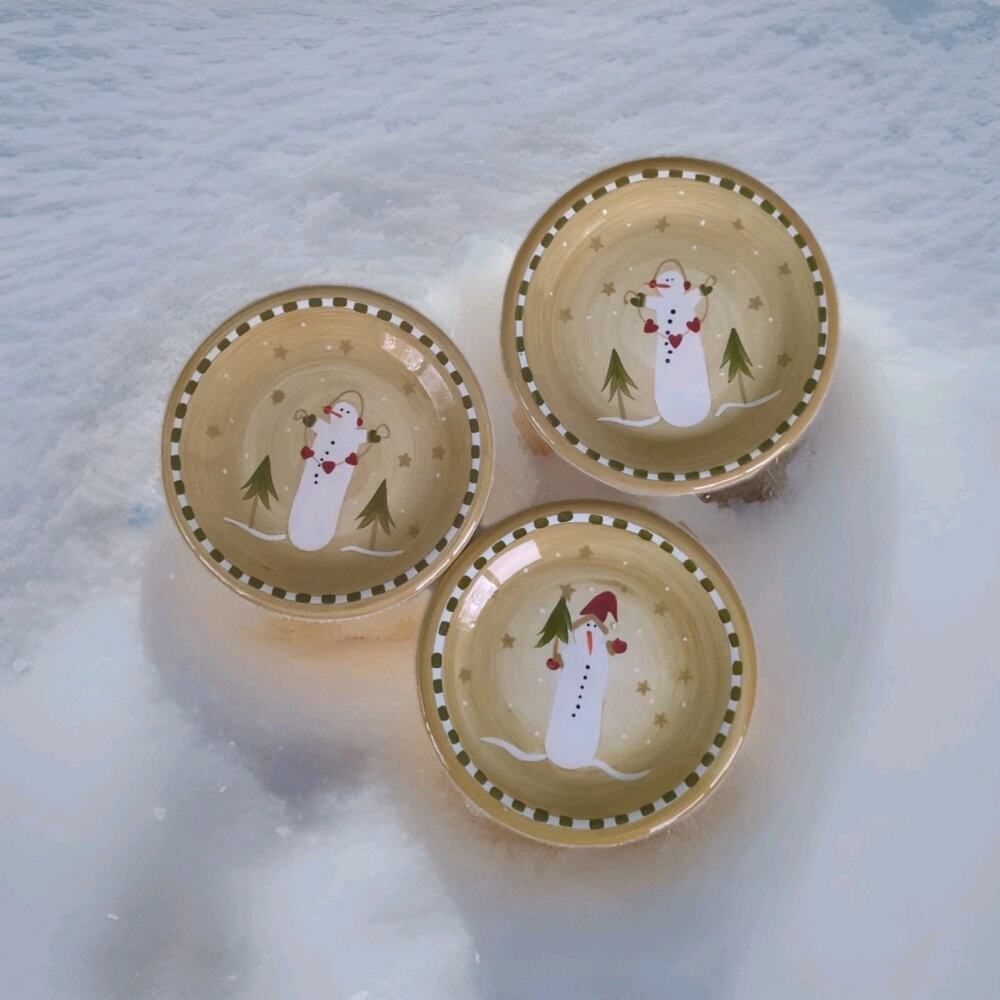 Sonoma Life Style Snowman ceramic dessert plate